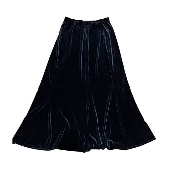 Dialogue Womens Black Size Medium A Line Velvety Long Skirt Elastic Waist Dressy - Picture 1 of 5
